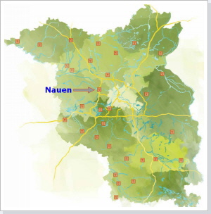 Die St&auml;dte mit historischen Stadtkernen in Brandenburg.