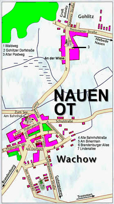 Der Ortsteil Wachow im Jahre 2008. / the districts of the city in the year 2008.